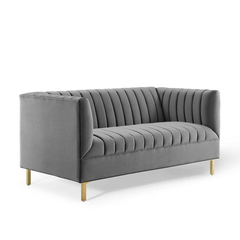 Grey Ribbed Couch